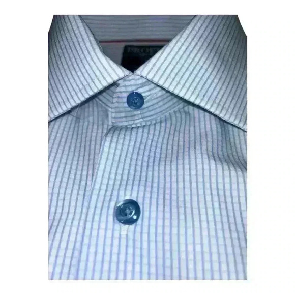 Men’s Light Blue Checkered Dress Shirt Size S, Slim Fit, Long Sleeve, Button-Up - Picture 4 of 9